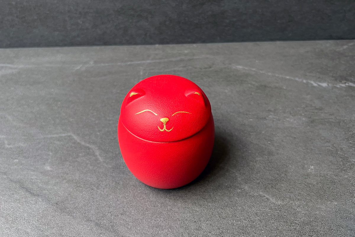 Lucky Red Cat Tea Caddy