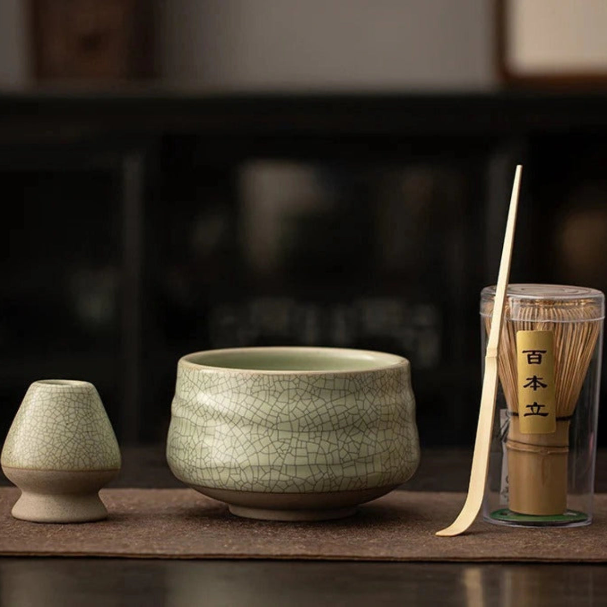 Celadon Crackle Stone Matcha Tea Set