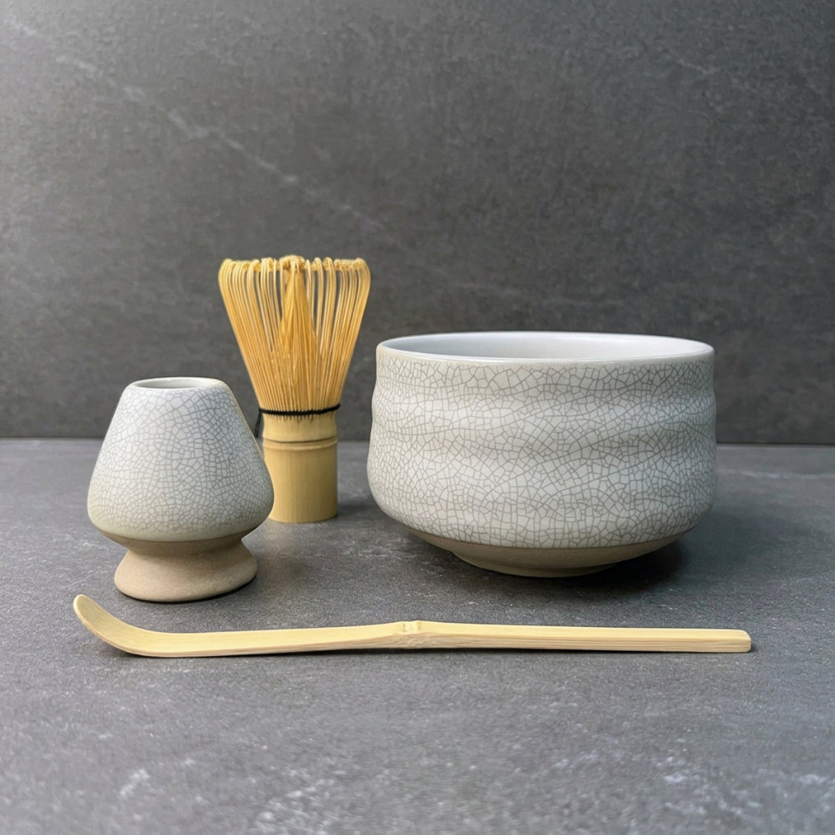 Crackle White Matcha Tea Set