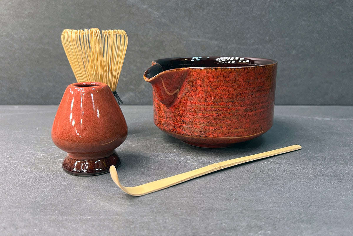 Mottled Red Matcha Tea Set