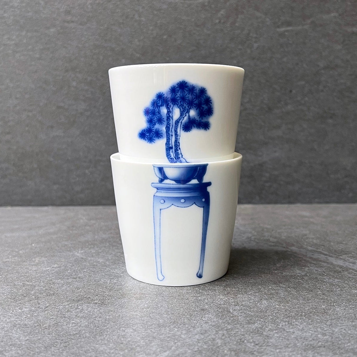 Bonsai Pine Tea Bowl Pair