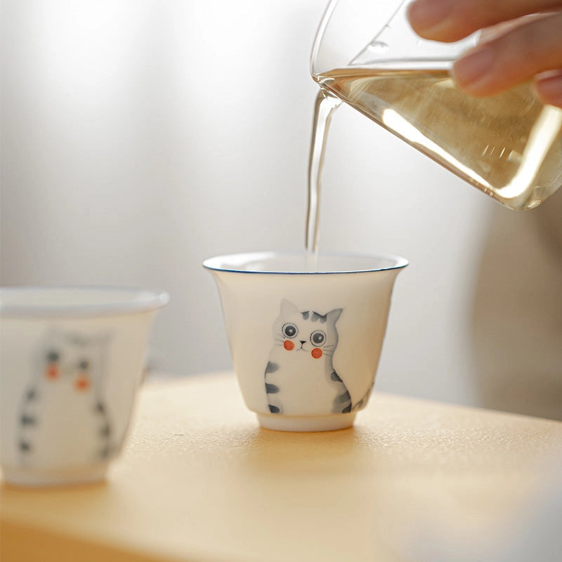 Cat & Peach Tea Bowl