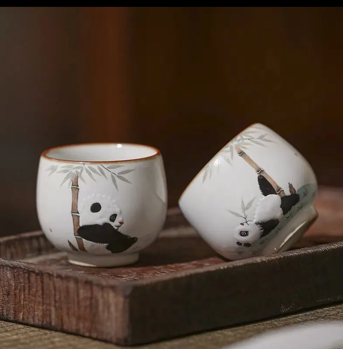 Playful Panda Tea Bowls Pair