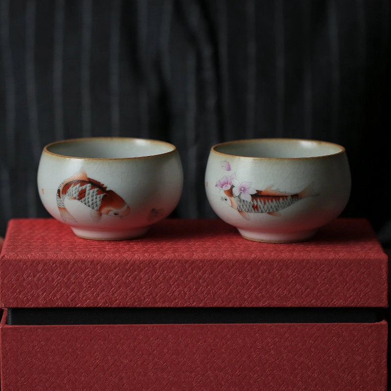 Koi Harmony Tea Bowls Pair
