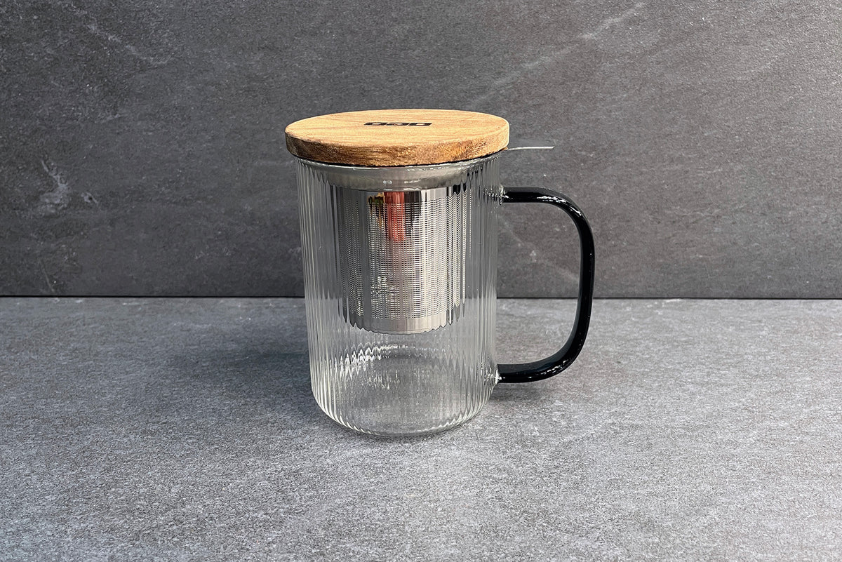 Karl Ribbed Glass Infuser Cup Large