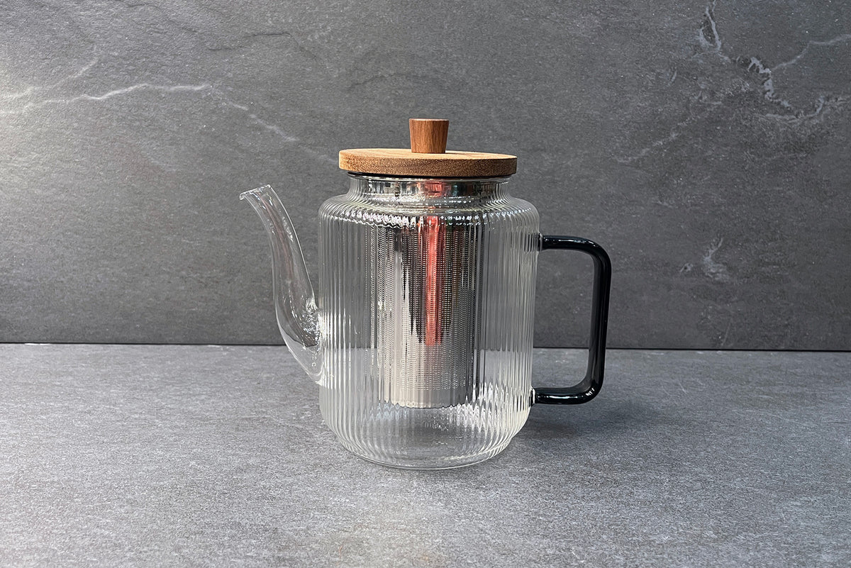 Karl Ribbed Glass Infuser Teapot Graphite 0.5L