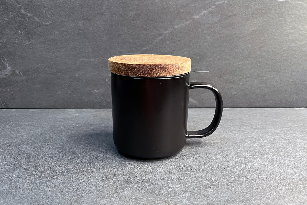 Romeo Infuser Mug Black with Acacia Lid 300ml