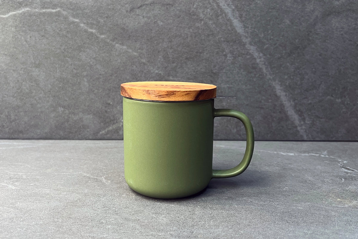 Romeo Infuser Mug Khaki Green with Acacia Lid 300ml