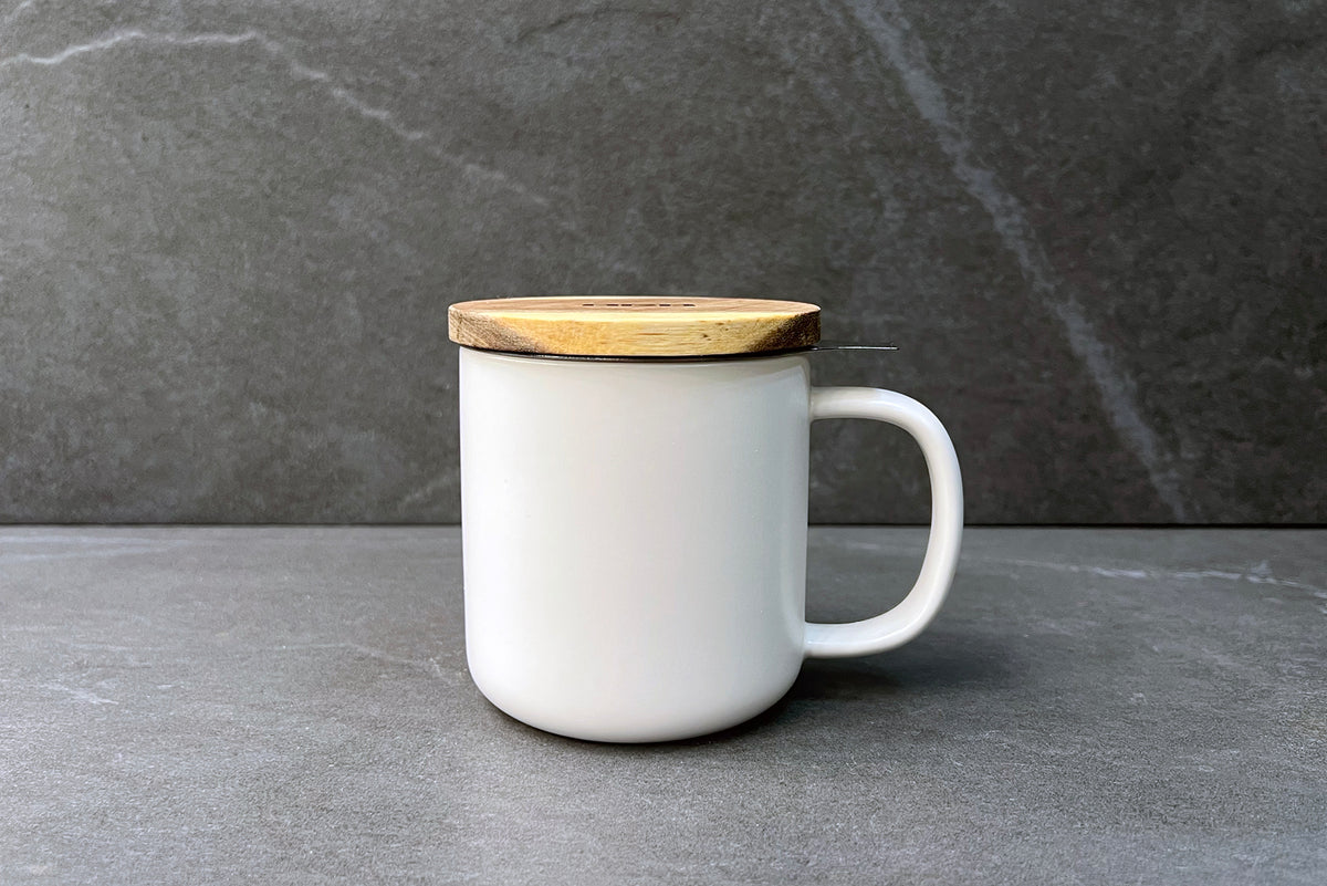 Romeo Infuser Mug White with Acacia Lid 300ml