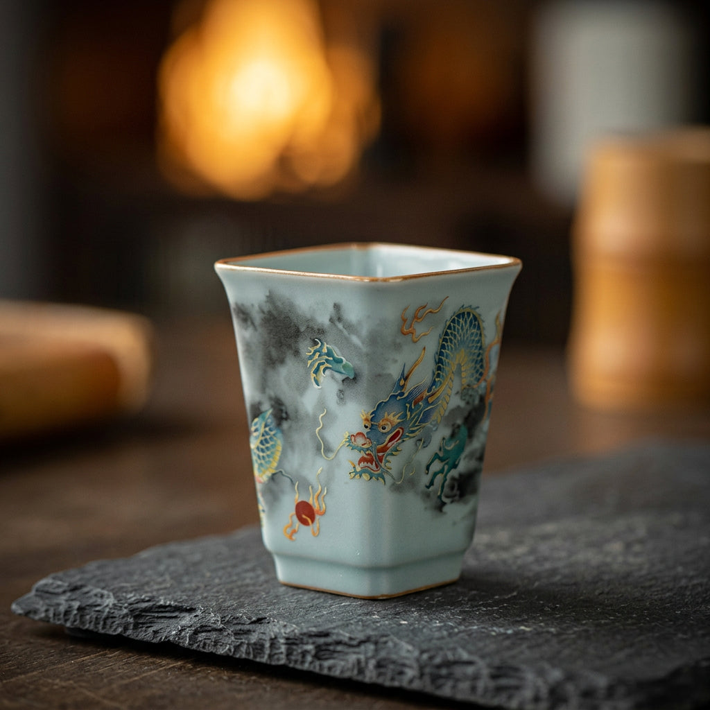 Blessing Bell Celadon Dragon Teacup
