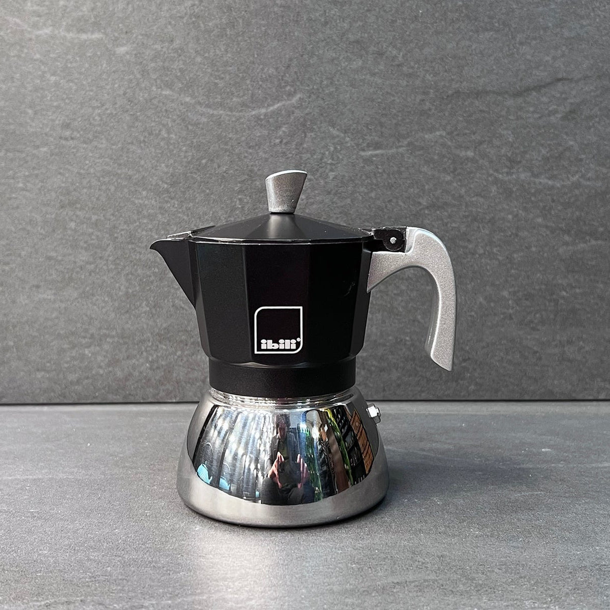 Black 3 Cup Elba Steel and Aluminium Espresso Maker