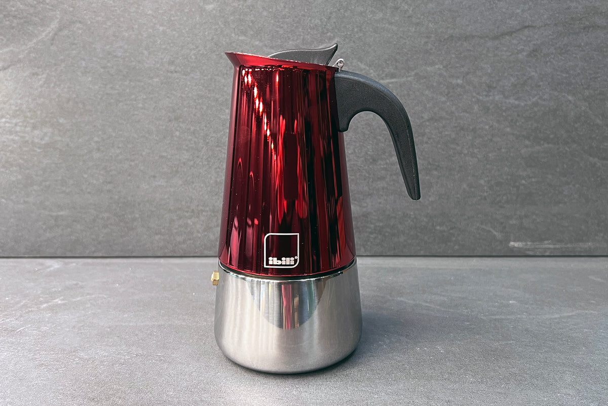 Red Moka Stainless Steel Espresso Maker 6-Cup