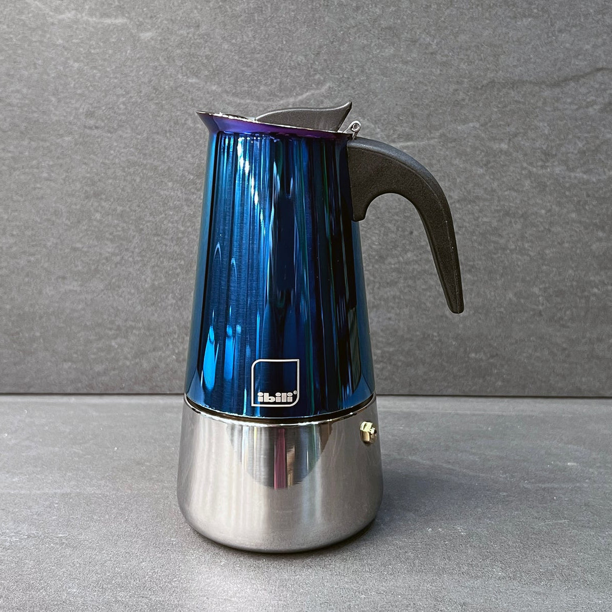 Blue Moka Stainless Steel Espresso Maker 6-Cup
