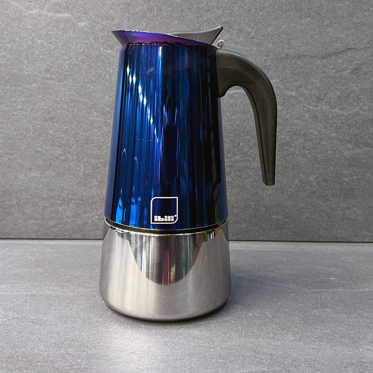 Blue Moka Stainless Steel Espresso Maker 10-Cup
