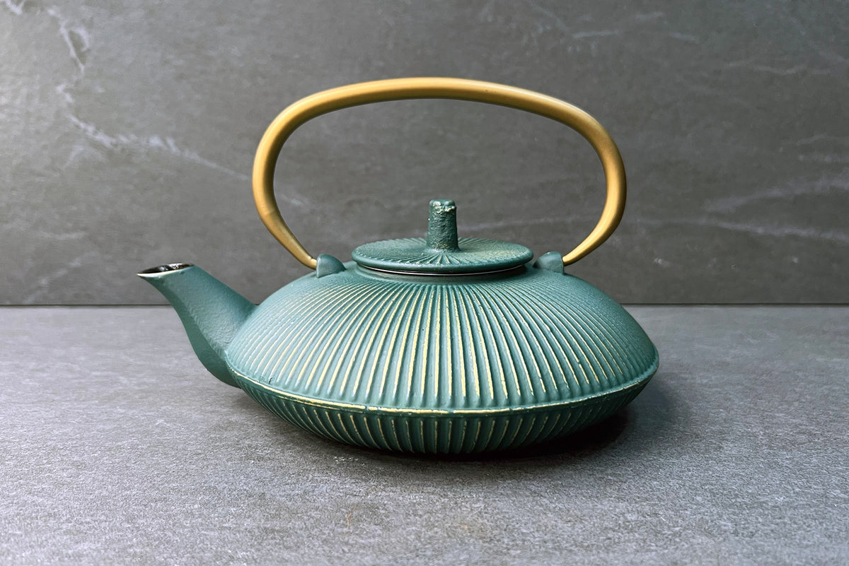 Tianyu Green/Gold Cast Iron Teapot 0.6L