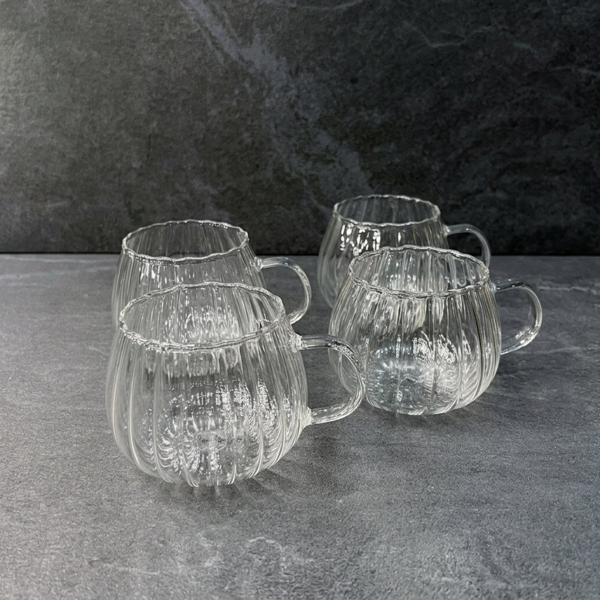 Fluted Glass Tea Cups Set of 4