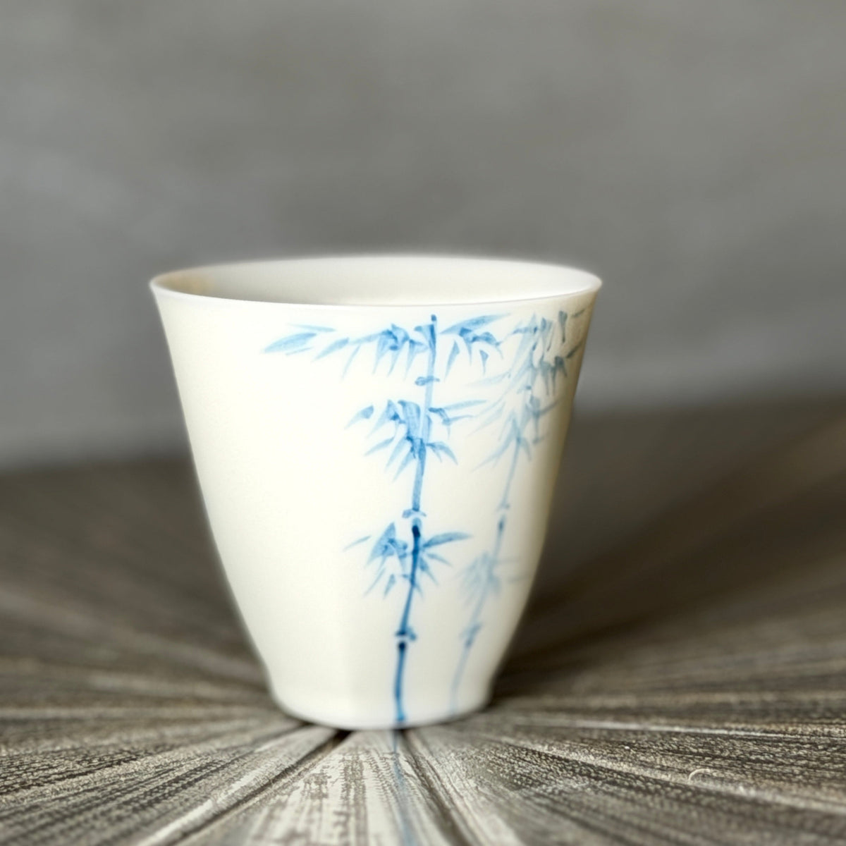 Celadon Blue & White Bamboo Teacup