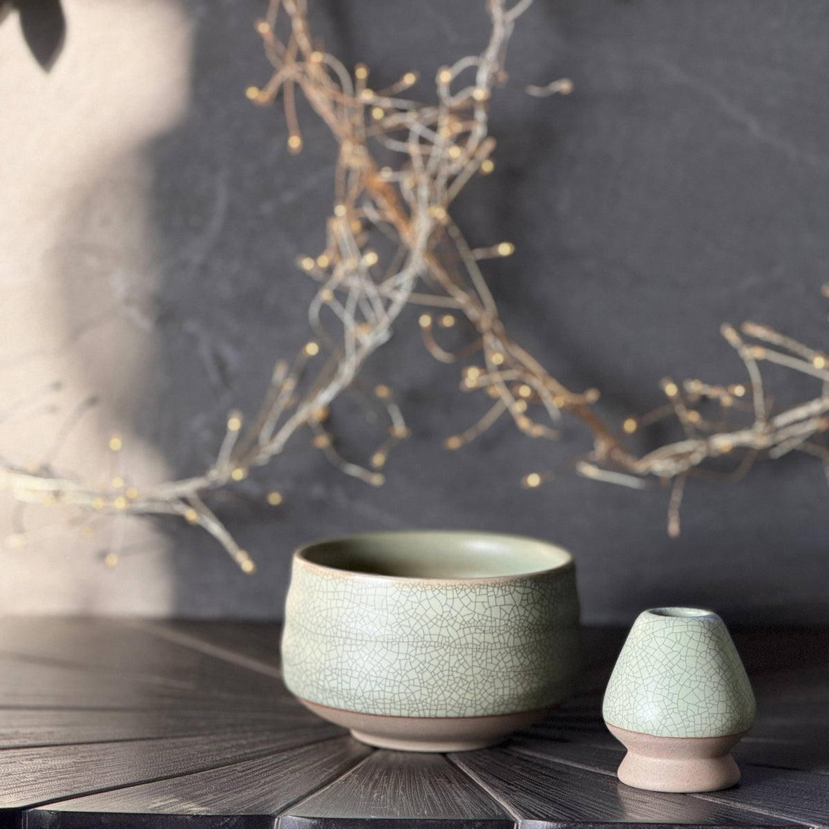 Celadon Crackle Stone Matcha Tea Set