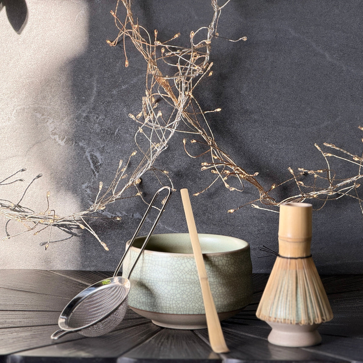 Celadon Crackle Stone Matcha Tea Set