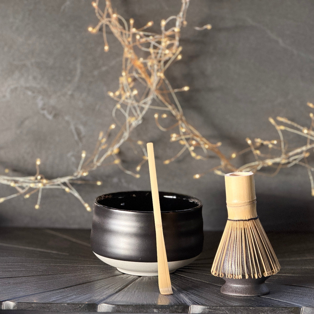 Obsidian Stone Matcha Tea Set