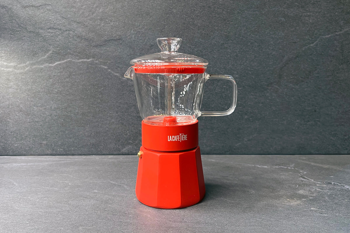 Verona Red and Glass Espresso Maker 6 Cup