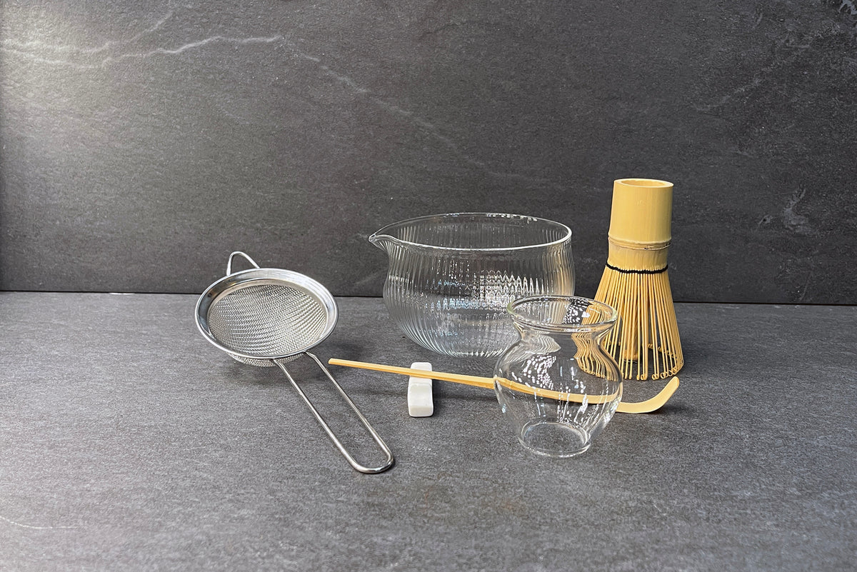 Karl Ribbed Glass Matcha Tea Set