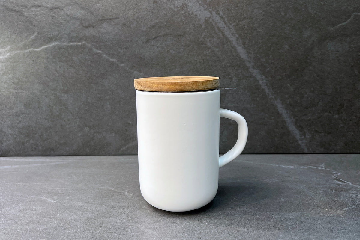 Juliet Infuser Mug White with Acacia Lid 0.475L