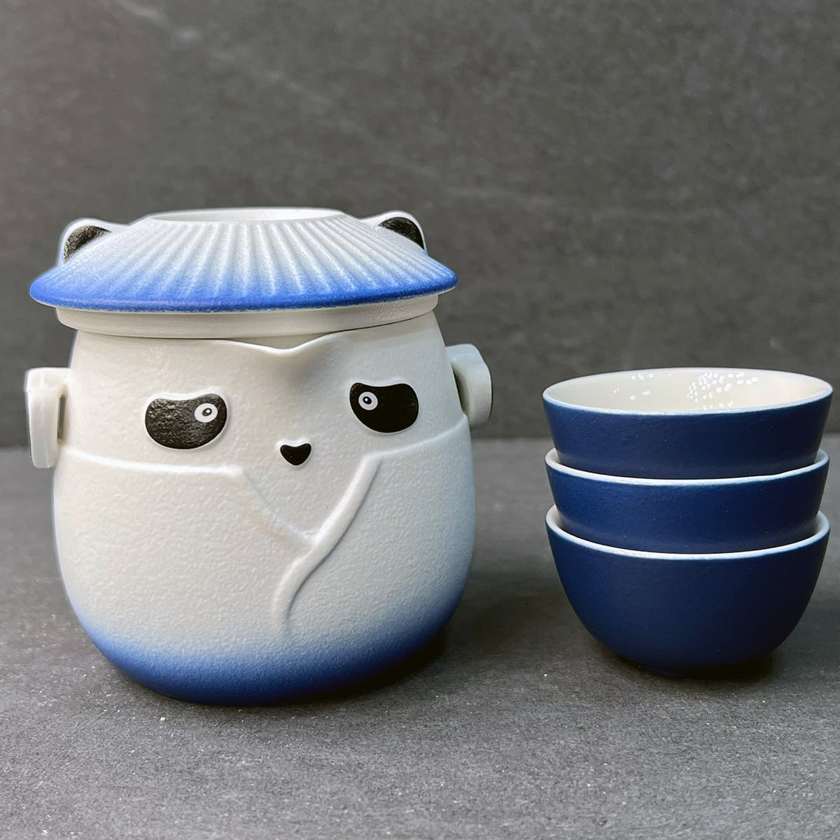 Blue Panda Kung Fu Tea Set with 3 Cups
