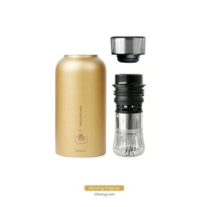Matcha Lover Flask with Built-In Whisk - Gold
