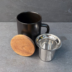 Juliet Infuser Mug Black with Acacia Lid 0.475L