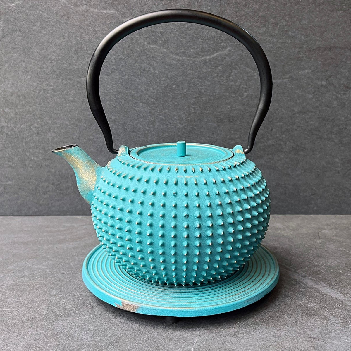 Mu Cast Iron Teapot Turkish Blue Gold 1.2L