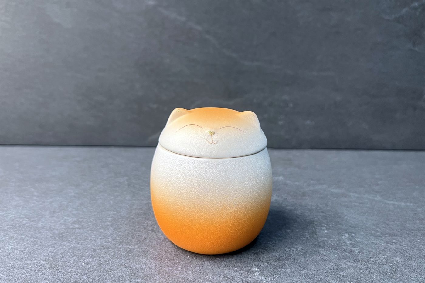 Lucky Orange/White Cat Tea Caddy