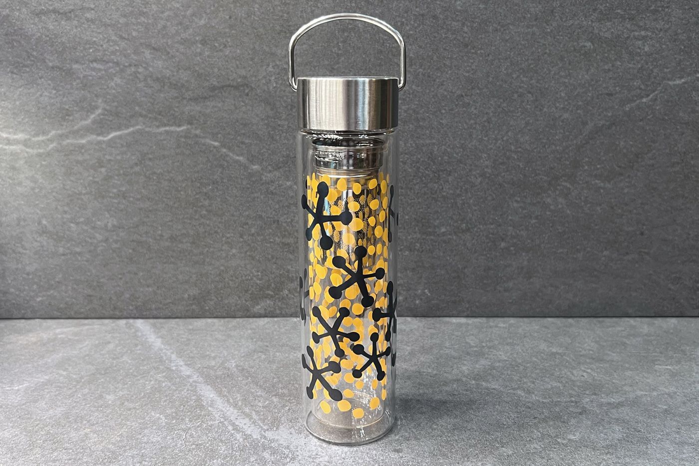 Potato Print Glass Infuser Tea Flask with Sleeve