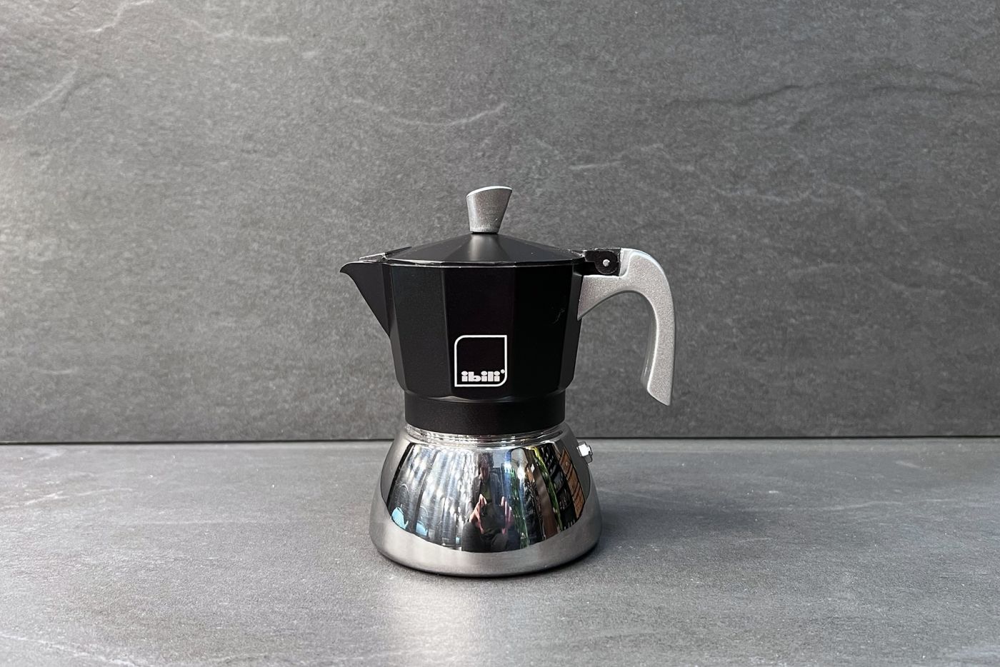 Black 3 Cup Elba Steel and Aluminium Espresso Maker