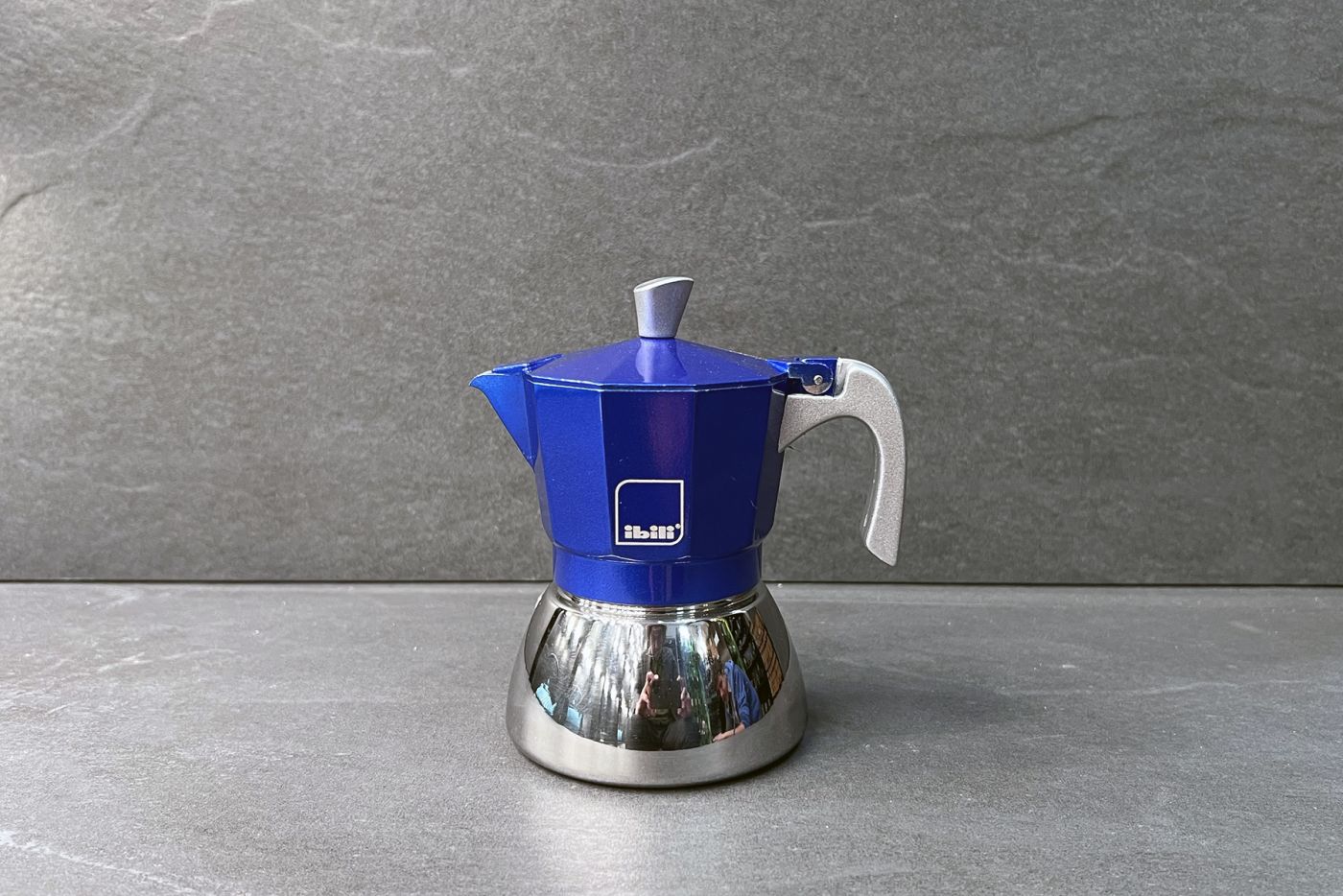 Blue 3 Cup Elba Steel and Aluminium Espresso Maker