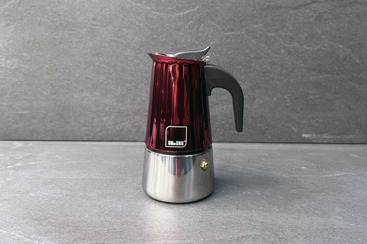 Red Moka Stainless Steel Espresso Maker 2-Cup