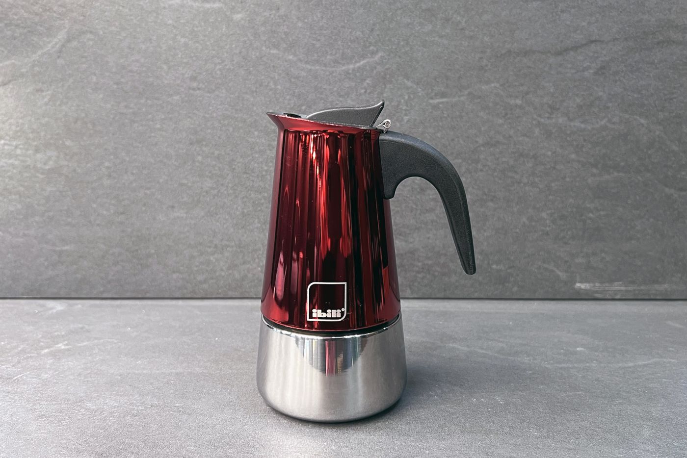 Red Moka Stainless Steel Espresso Maker 4-Cup