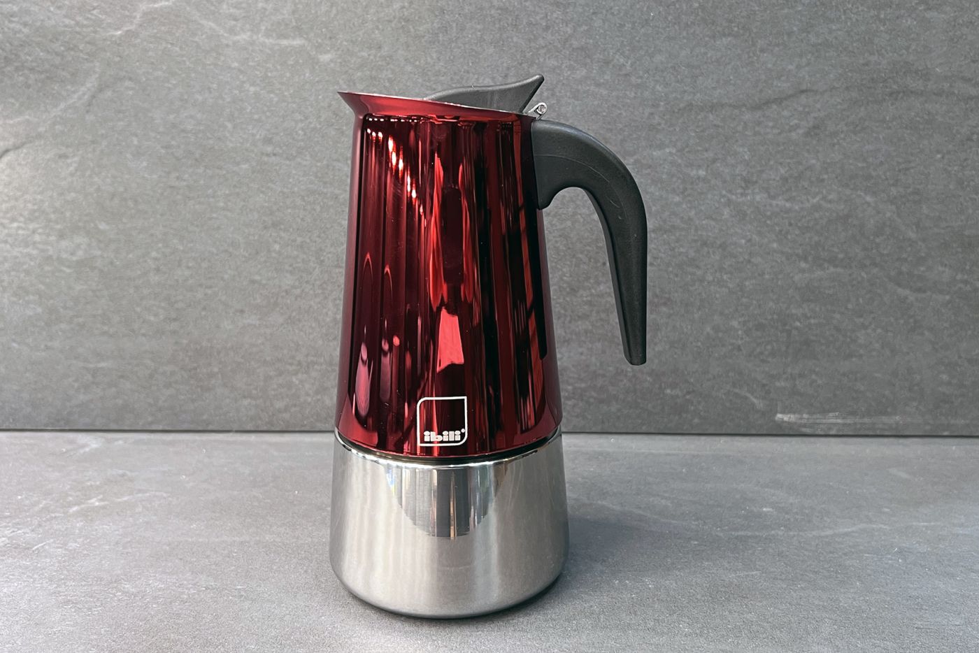 Red Moka Stainless Steel Espresso Maker 10-Cup