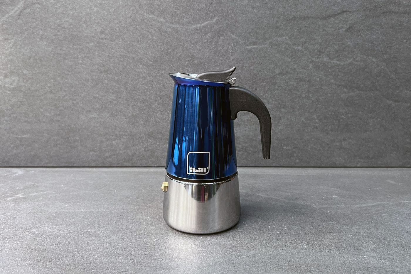 Blue Moka Stainless Steel Espresso Maker 2-Cup