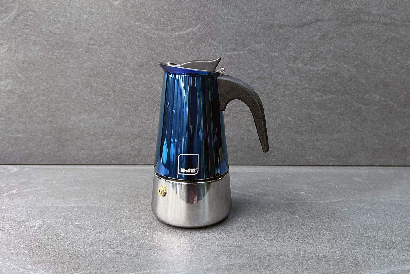 Blue Moka Stainless Steel Espresso Maker 4-Cup