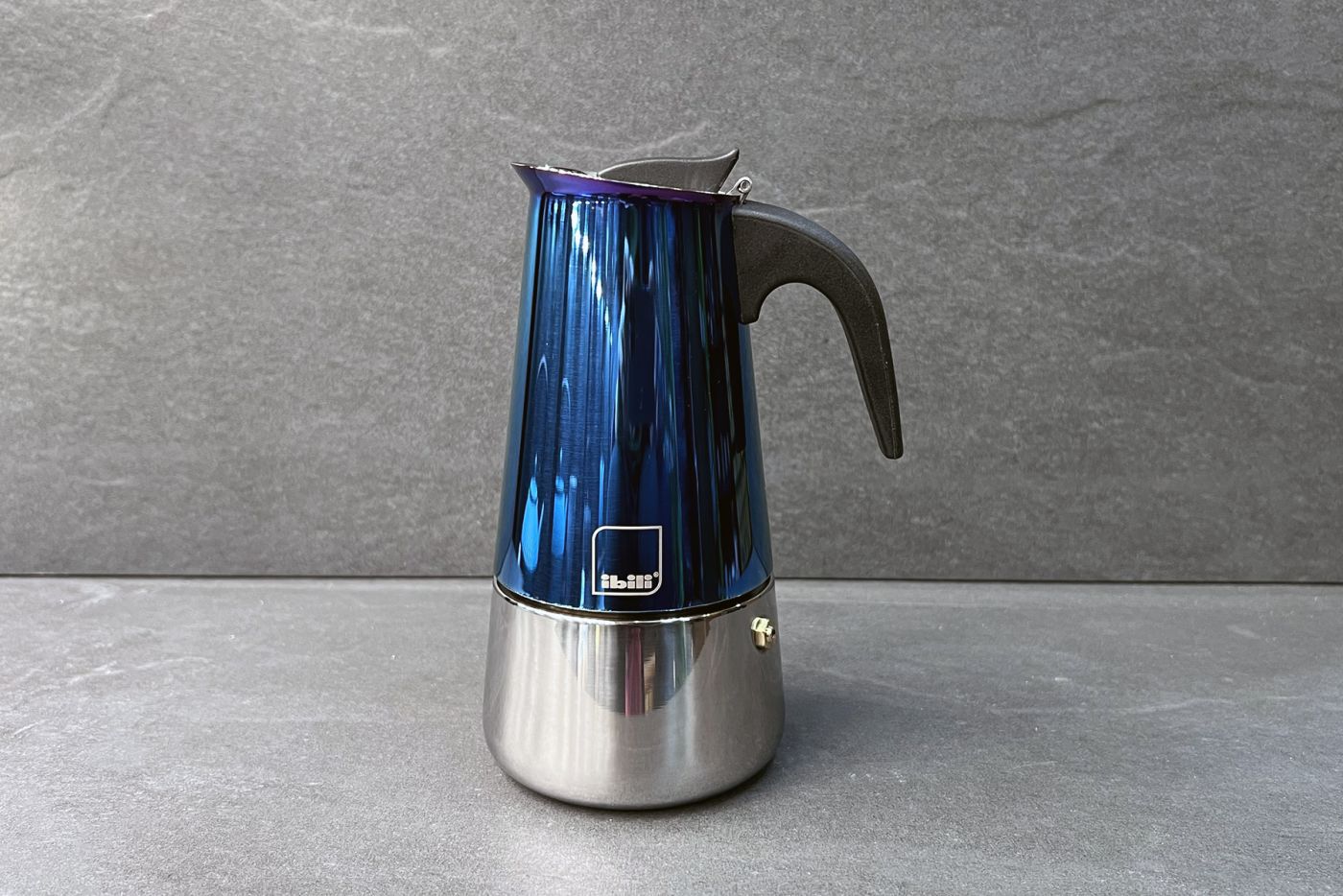 Blue Moka Stainless Steel Espresso Maker 6-Cup