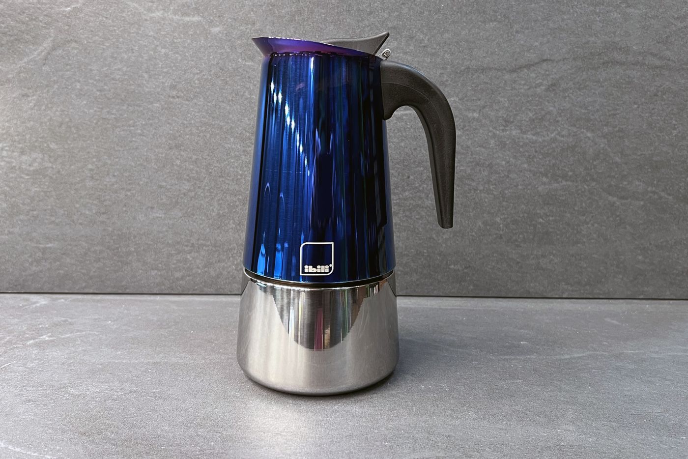 Blue Moka Stainless Steel Espresso Maker 10-Cup