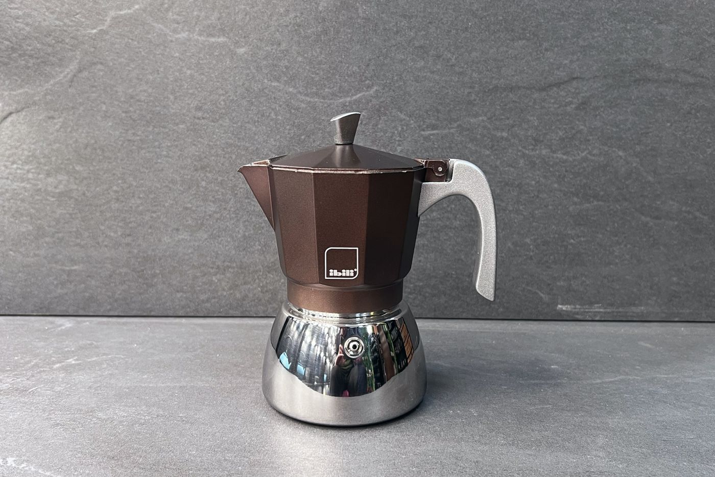 Brown 6 Cup Elba Steel and Aluminium Espresso Maker