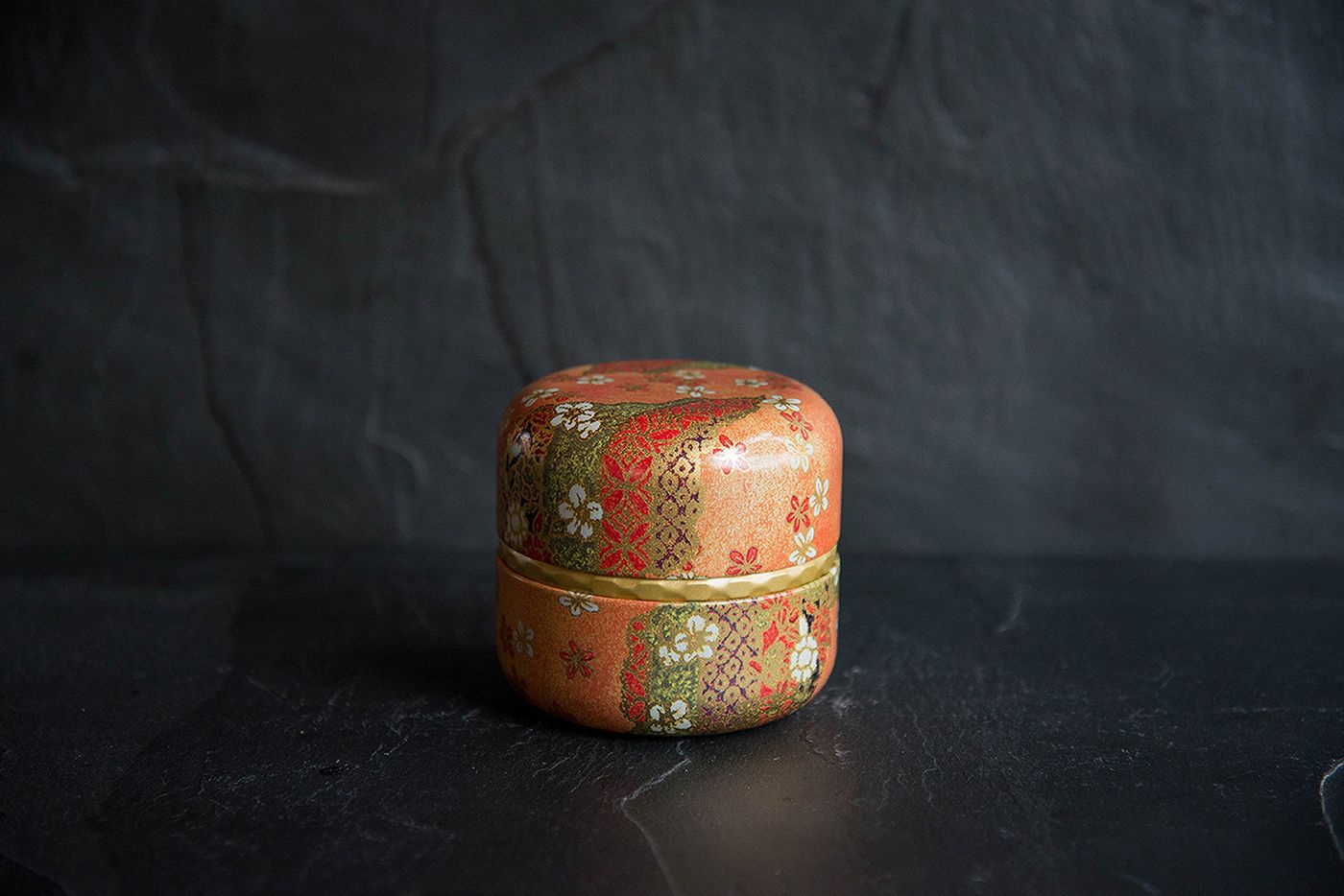 Ruri Orange Japanese Tea Caddy