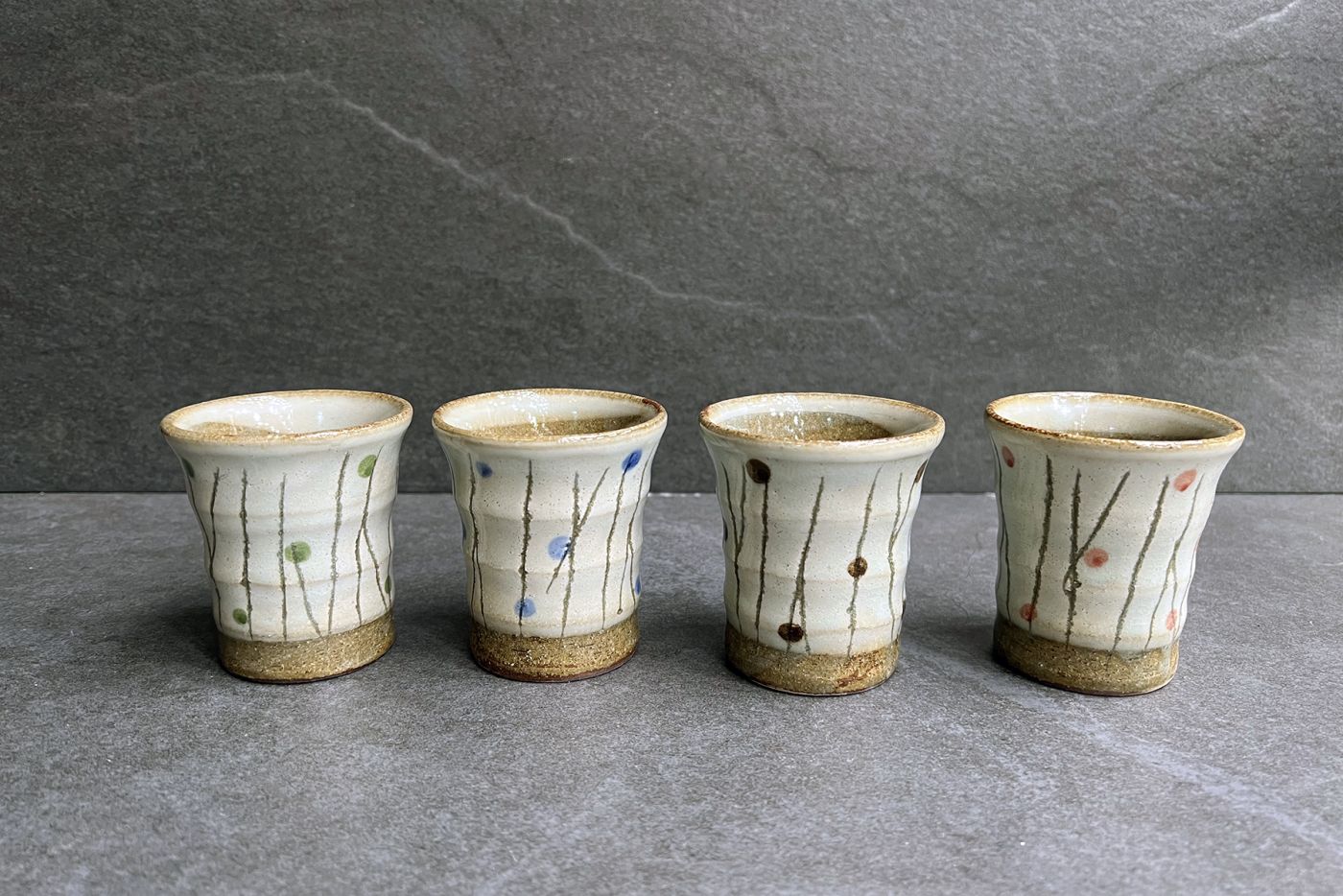 Flowers Japanese Tea Bowl Set of 4