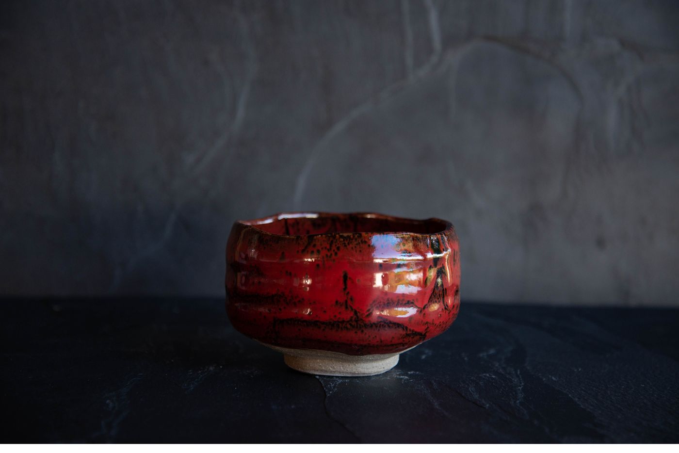 Nokoribi Red/Black Matcha Tea Bowl