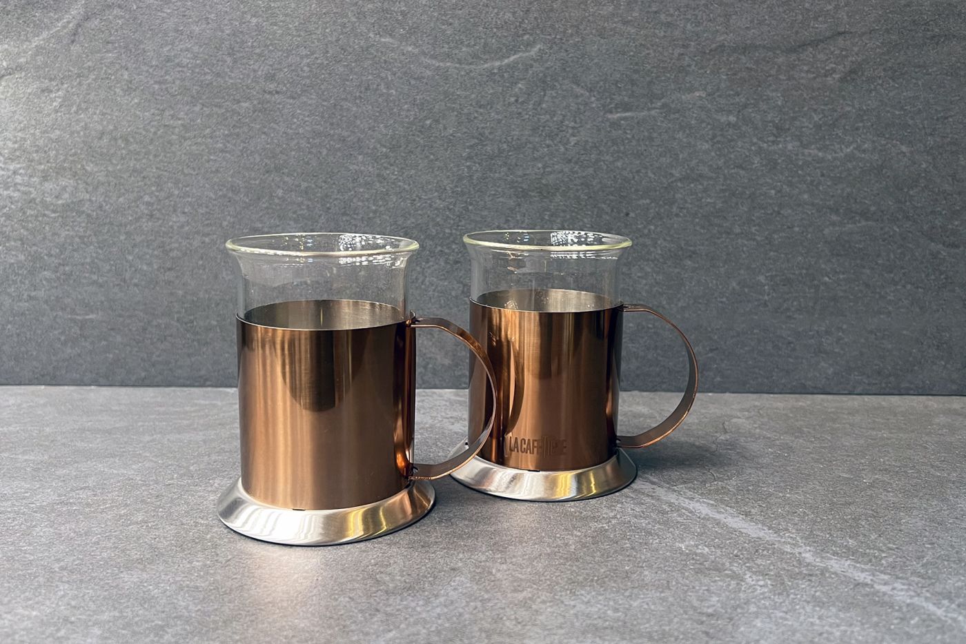 La Cafetiere Set Of 2 Copper Glass Cups