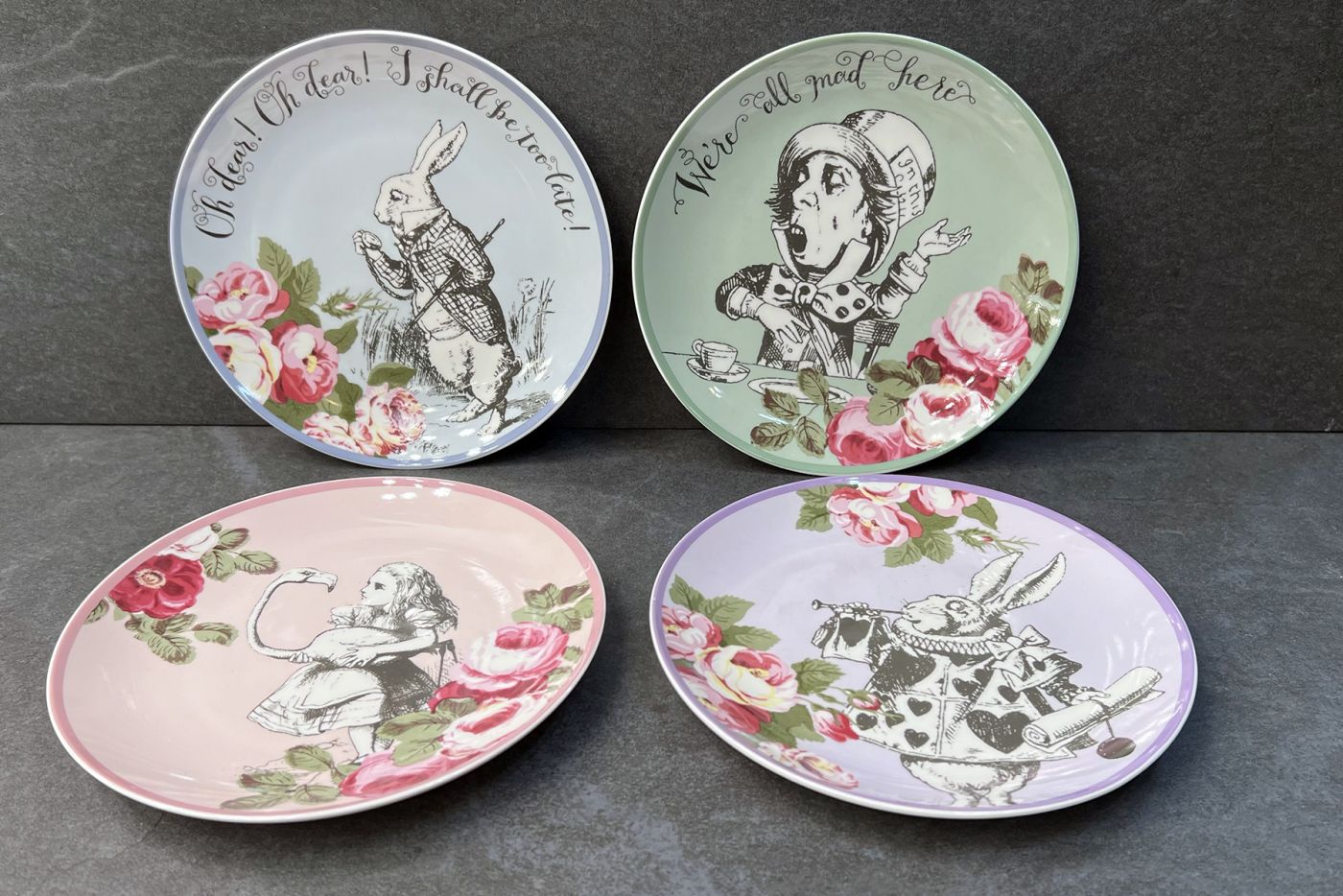 Colourful Alice in Wonderland Side Plate Set of 4