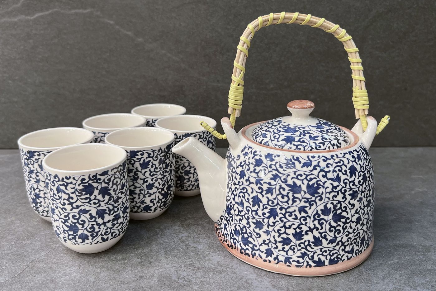 Blue Vine Traditional Chinese Tea Set with Cups