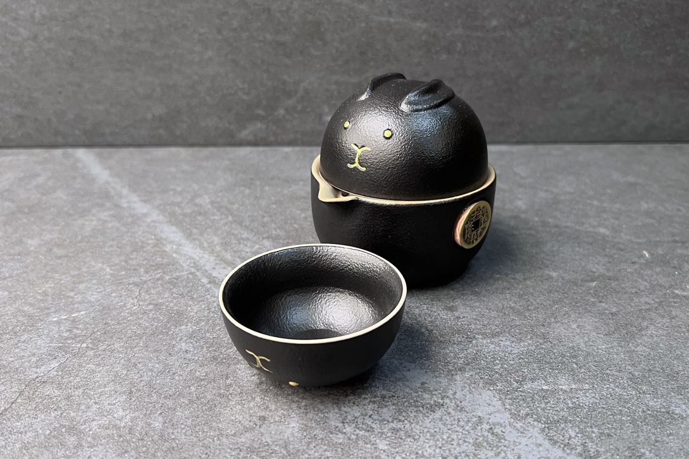 Black Money Gong Fu Tea Set with Travel Case